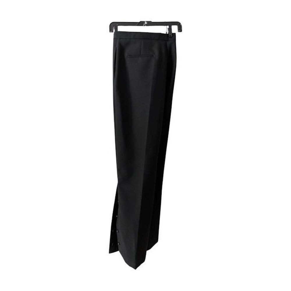 Jil Sander Black Wool Blend Wide Leg Trousers Side Button Detail Size 44 - Picture 4 of 15